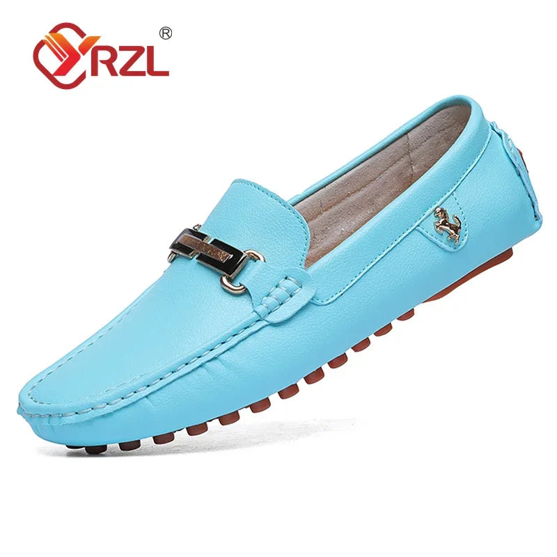 YRZL Loafers Men Handmade PU Leather Loafer Casual Driving Flats Slip-on Shoes Luxury Comfy Moccasins White Loafers Shoes Men