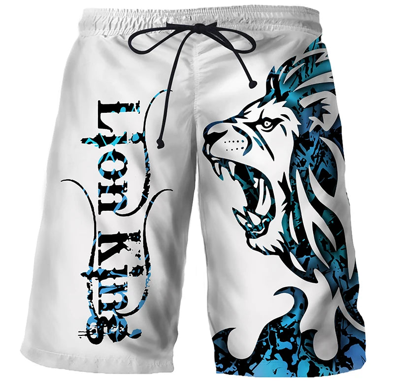Cool Tiger Lion Wolf Summer Swimwear Shorts Comfortable Surf Board Shorts Quick Dry Swimsuit Sport Trunks Men's Beach Shorts Boy