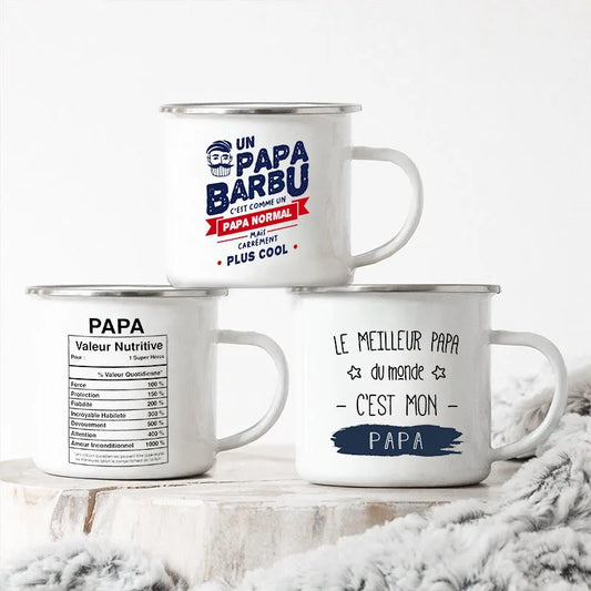 Papa Definition Father's Day Mug Gift From Son or Daughter Enamel Camp Mug Birthday Gift Idea Daddy Camper Travel Cups