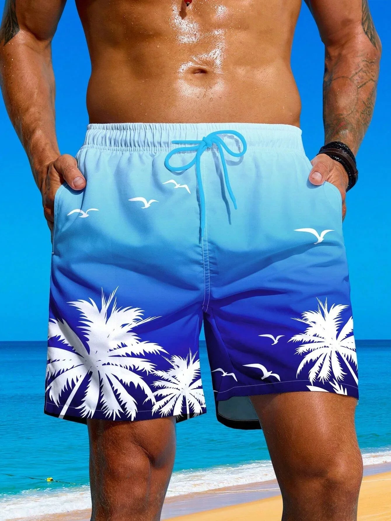 2025 Summer Hawaiian Beach Shorts Holiday Casual Colorful Plaid Print Sportswear Quick Drying Trunks Ice Shorts Hawaii Swimsuit