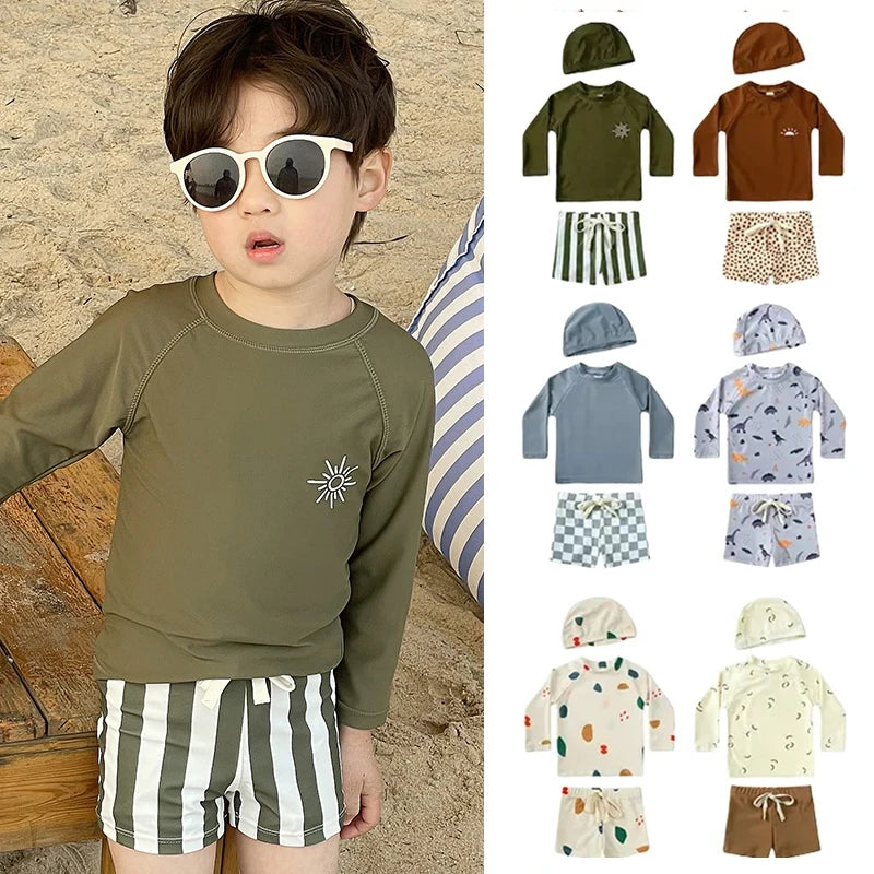 Cute Baby Boys Girls Bikinis Set 2025 Summer Children Beach Wear Ruffle Kids Swimsuit Bathing Suit Printed Swimwear Monokini