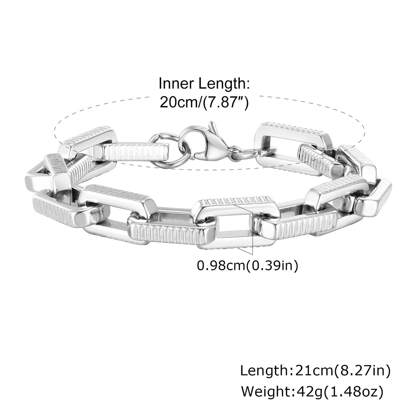 New Stainless Steel Bracelets for Men Boys,Anti Allergy Chain Links Wristband,Hip Hop Trendy Jewelry Gifts to Father BBF