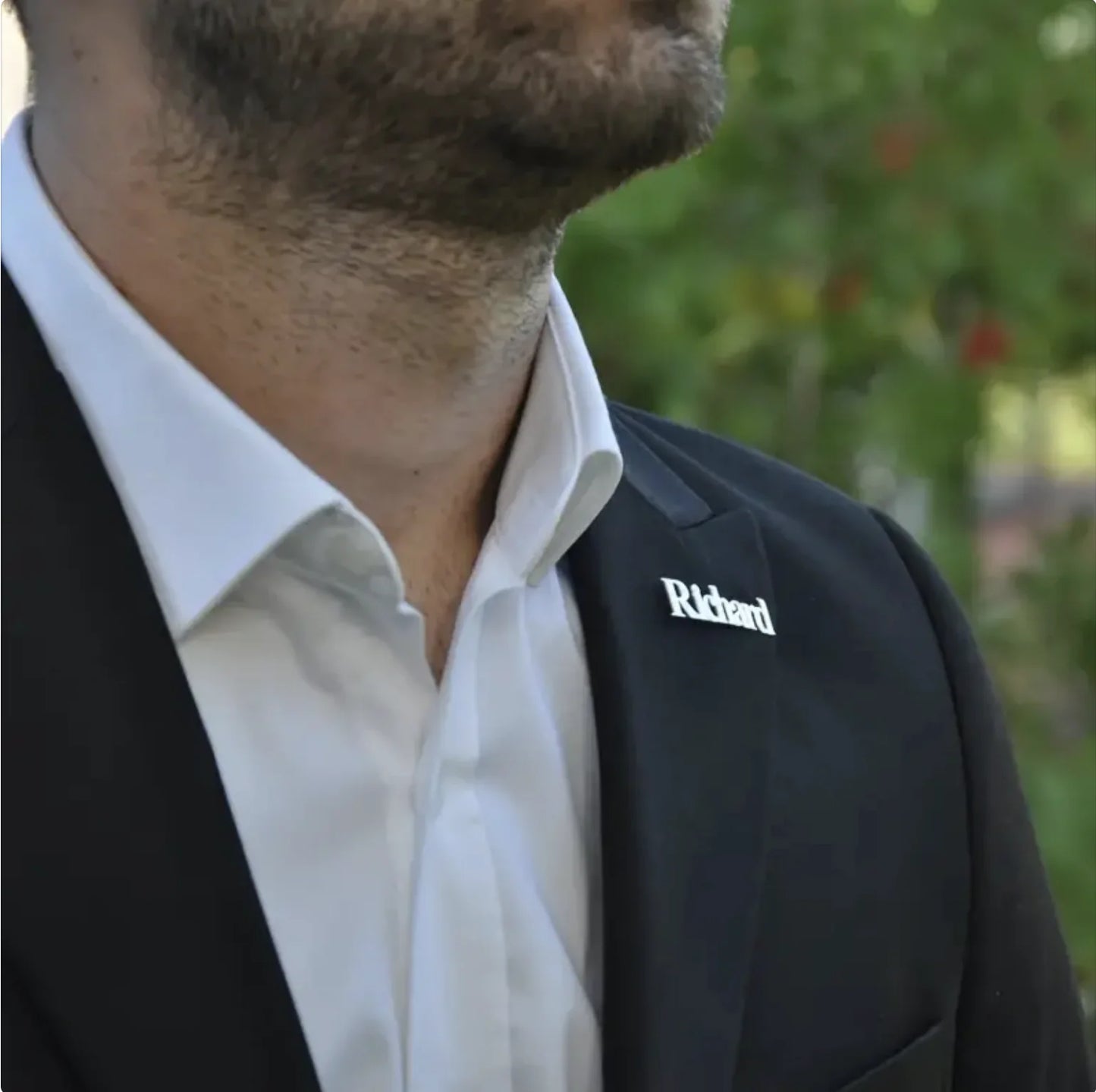 Elegant Custom Men'S Name Lapel Pin - Stainless Steel, Perfect For Suits & Shirts, Ideal Father'S Day Gift