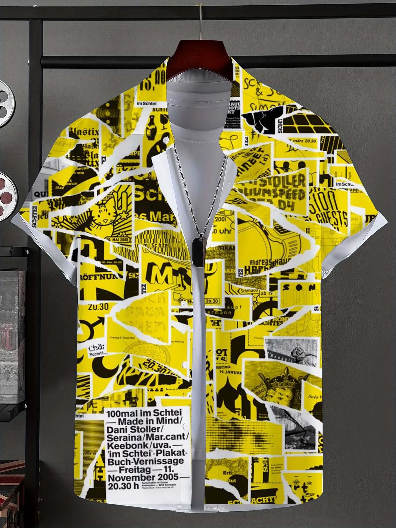 Men's Shirt Novel striped patchwork Graphic Button Up Shirt Fashion Casual New Unisex Shirt Vacation Lapel Short Sleeves Shirt