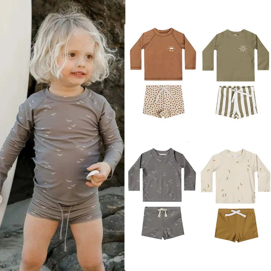 Cute Baby Boys Girls Bikinis Set 2025 Summer Children Beach Wear Ruffle Kids Swimsuit Bathing Suit Printed Swimwear Monokini