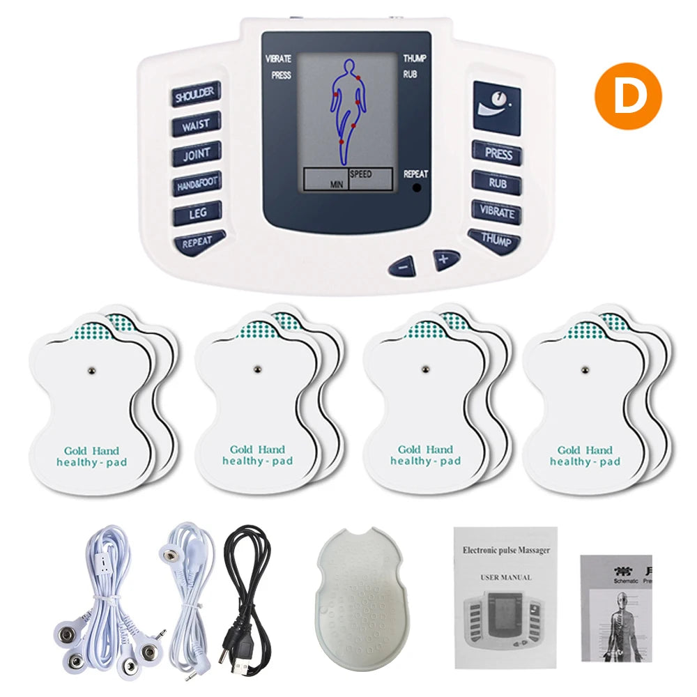 8 Modes EMS Electric Muscle Stimulator Tens Unit Machine with Hand Foot Massage Electrostimulator Pulse Massager for Body 8 Pads