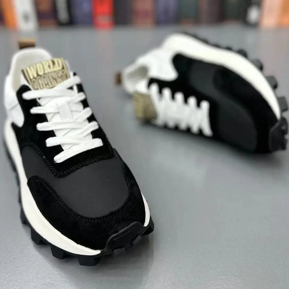 New vulcanized wedged sneakers men laced up sports shoes man casual non slip trainers comfortable jogging shoes male sneakers