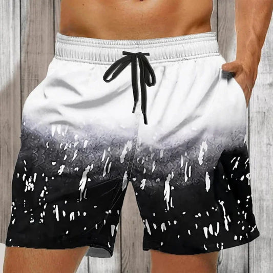Gradient Colorful Graphic Swim Trunks For Men 3D Print Beach Shorts Summer Casual Quick Dry Sport Surf Short Pant