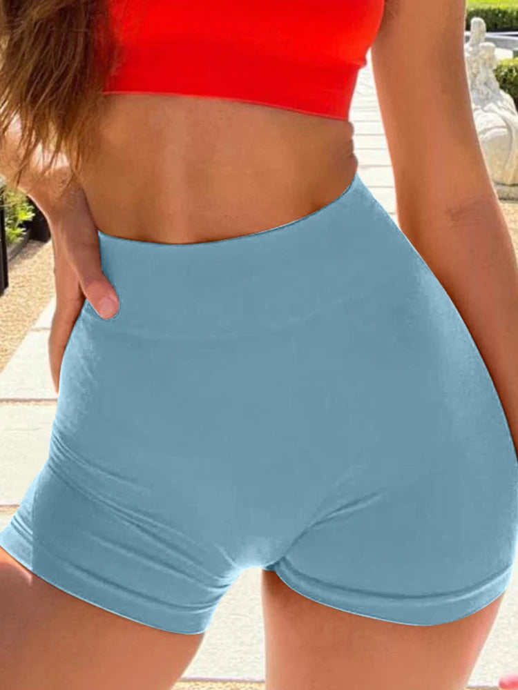 OQQ 2024 Women's Yoga Shorts High Waisted Fitness Pants Seamless Hip Lifting Ladies Sports Shorts