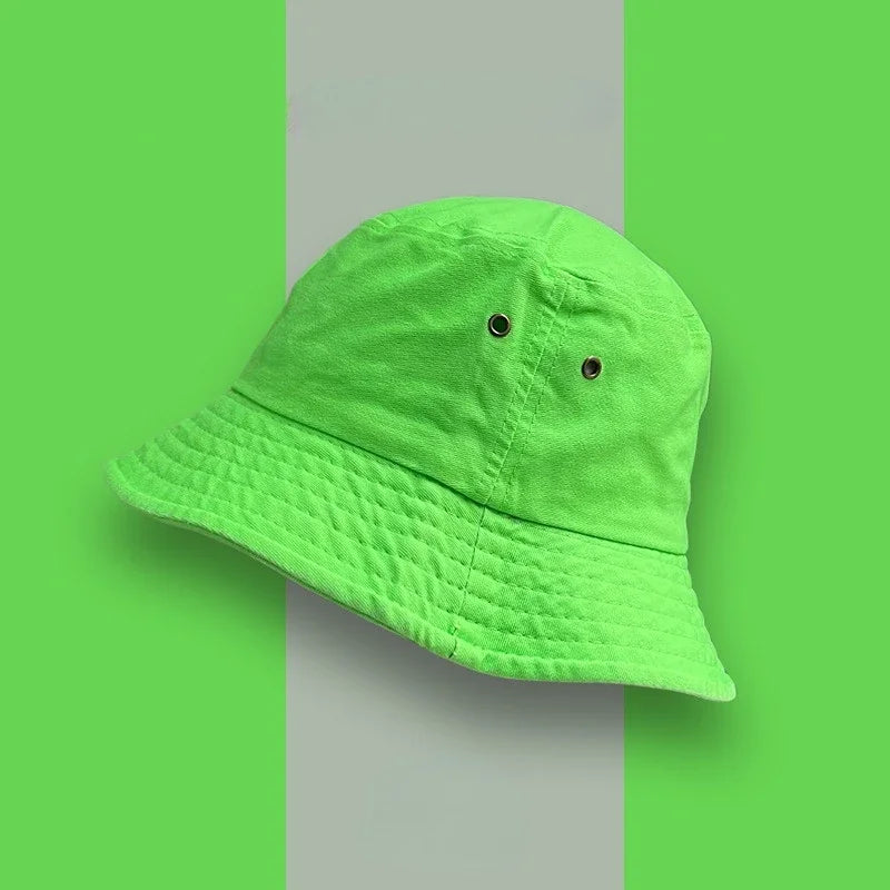 Fluorescent Bucket Hat Women Spring and Summer Fashion Green Sunscreen Shade Street Wash Basin Hat All-match Men's Caps Panama