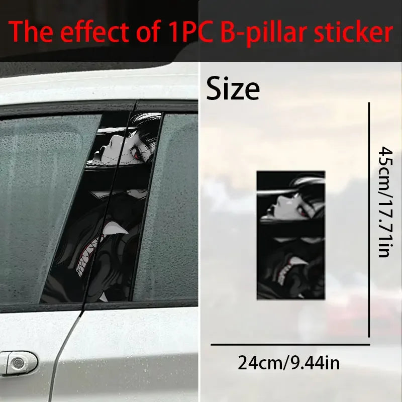 1PC/2PCS JDM Style Prajna Car Stickers Auto B Pillar Waterproof Decor Cover Scratch DIY Car Doors Pillar Sunscreen Vinyl Decals
