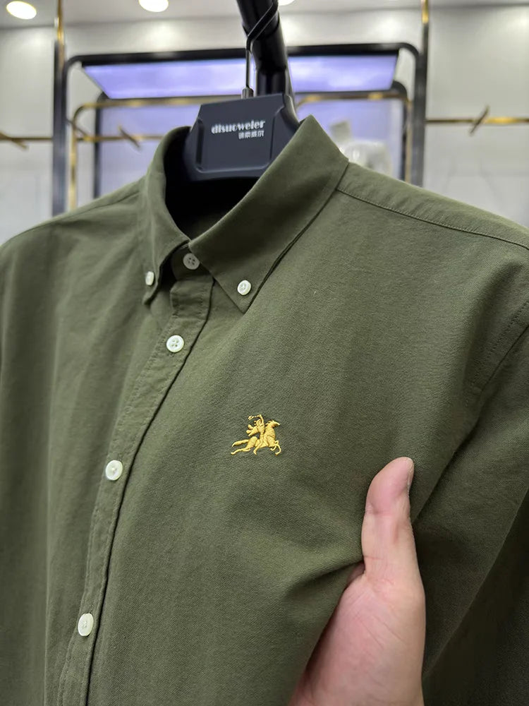 Brand Luxury Men's Shirt 100% Cotton Exquisite Embroidery Long Sleeve New Spring Korean Fashion Casual Shirt Men's Clothing 2024