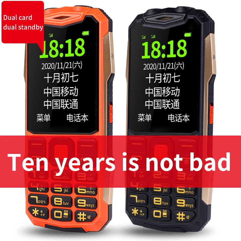 Mobile Phone Durable Rugged Outdoor Power Bank Slim Size Big Battery SOS Call Quick Dial Loud Sound Two Torch Camera