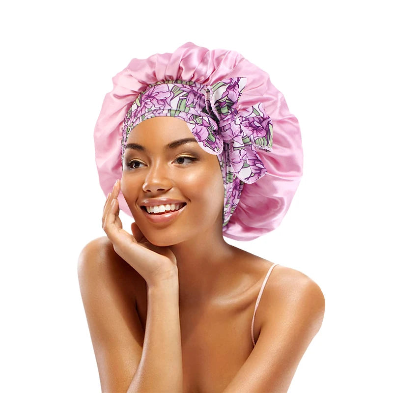 Women's Lace-up Satin Bonnet With Wide Stretch Ties Band Long Tail Bonnet Satin Cheveux Nuit Silky Sleeping Night Cap Bonnets