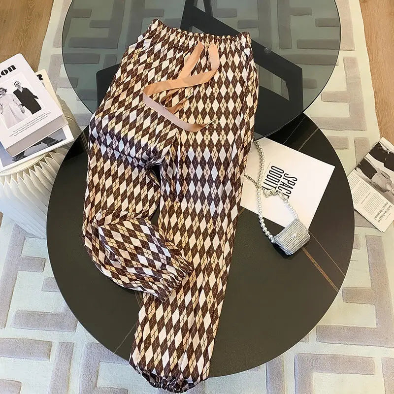 2 Piece Set for Women 2023 Summer Korean Fashion Bear Printed High Waist Wide Leg Pants Loose Short Sleeve T Shirt Women Clothes