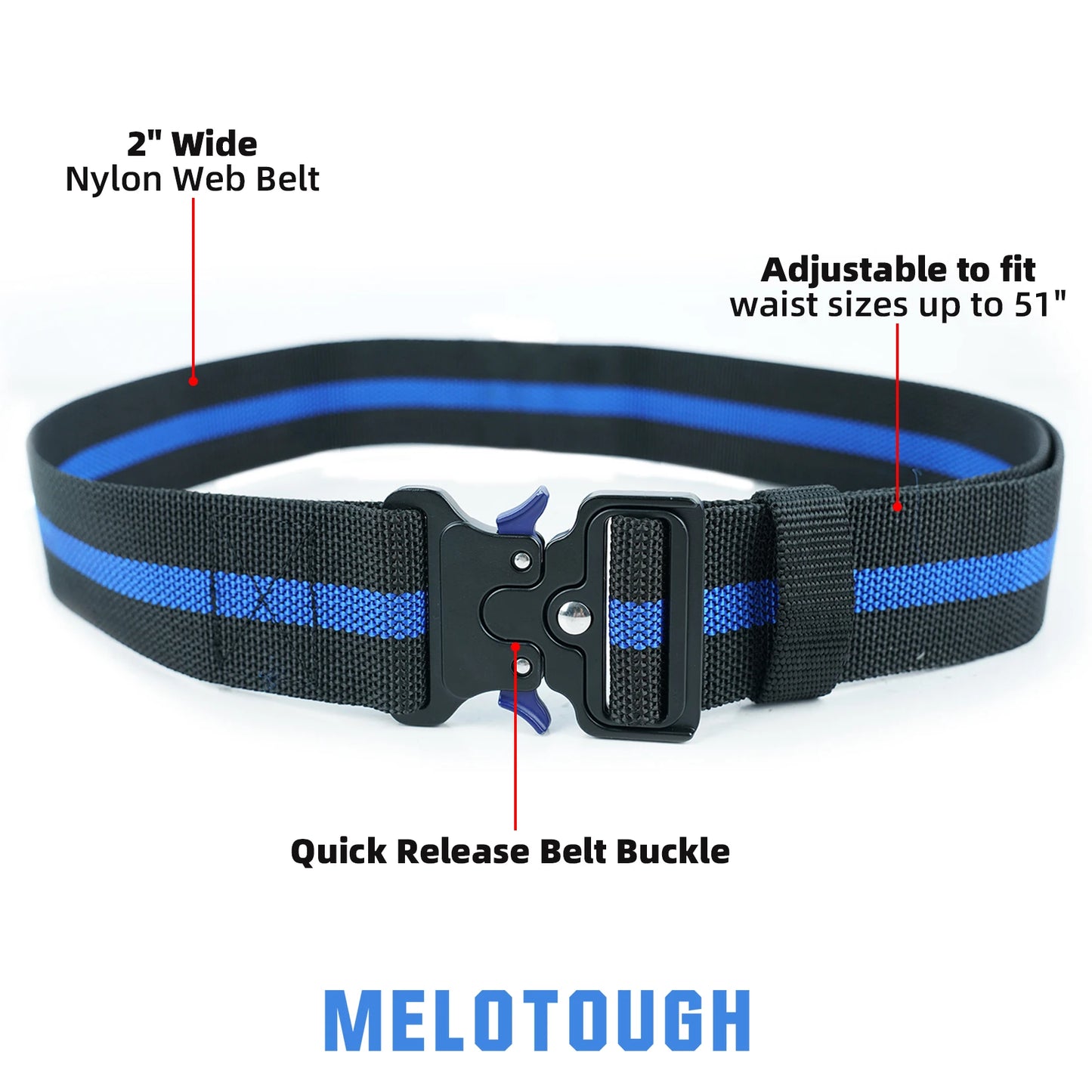 MELOTOUGH 2" Nylon Web Work Tool Belt for Men with Heavy Duty Quick Release Rugged Metal Buckle outdoor men's belt Tool Belts