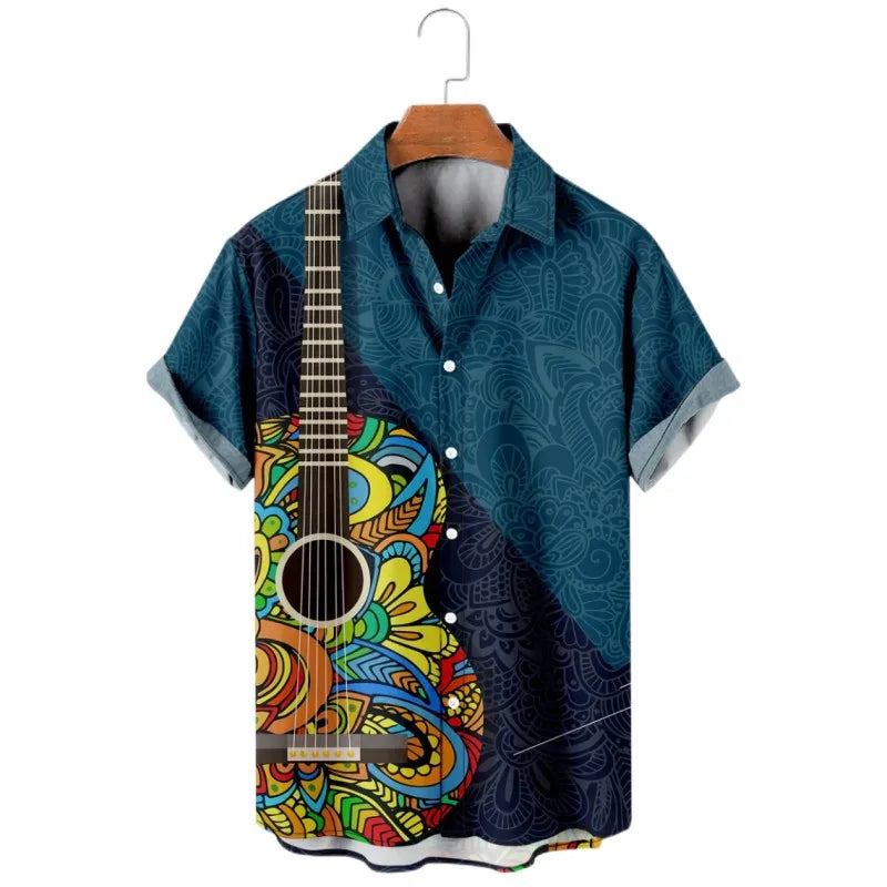 2023 Men's Hawaiian Shirt Cat Printed Short Sleeve Tops Beach Vacation Sunset Harajuku Clothing Casual Unisex Style Shirts