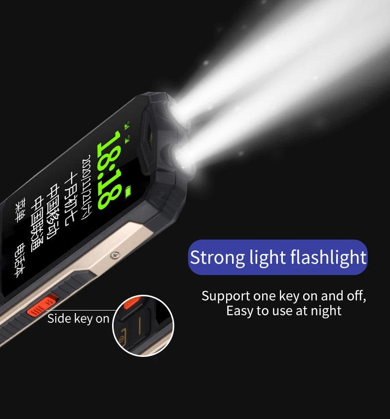 Mobile Phone Durable Rugged Outdoor Power Bank Slim Size Big Battery SOS Call Quick Dial Loud Sound Two Torch Camera