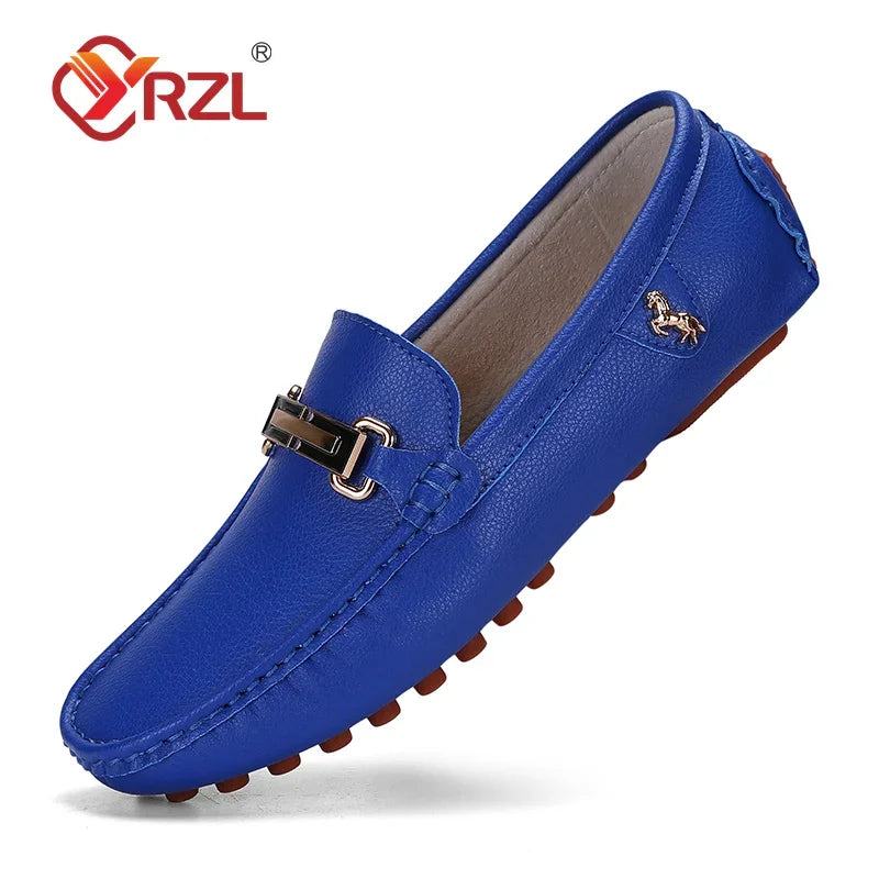YRZL Loafers Men Handmade PU Leather Loafer Casual Driving Flats Slip-on Shoes Luxury Comfy Moccasins White Loafers Shoes Men