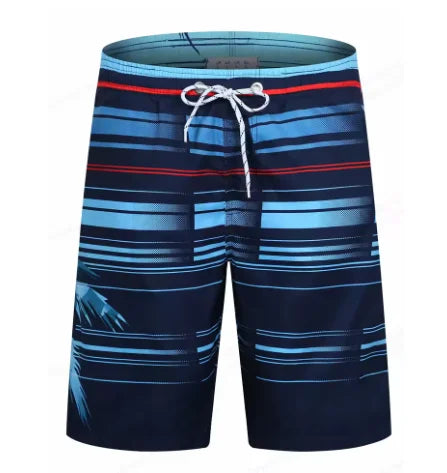 New Summer Vacation Men's Palm Tree Print Drawstring Waist Board Shorts Fashion Swim Trunks 3D Print Breathable Short Streetwear