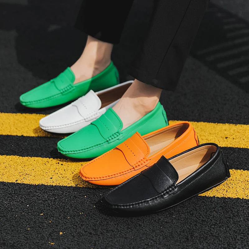 Golden Sapling Big Size 49 Men's Casual Shoes Outdoor Fashion Leather Casual Driving Boat Shoe Male Winter Warm Plush Loafers