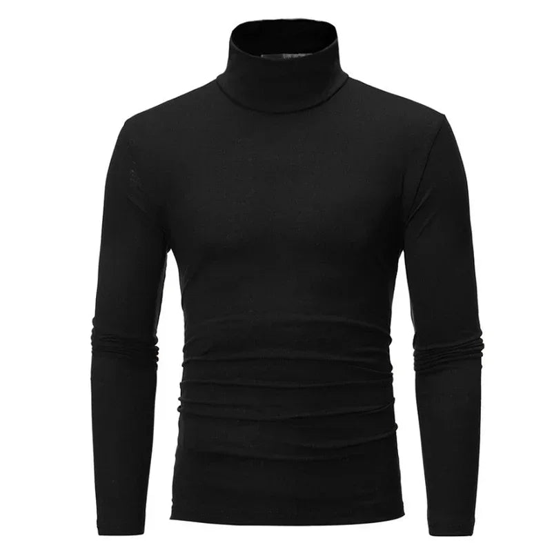 Spring Thin Men Turtleneck Sweaters Black Pullovers Clothing for Men Cotton Harajuku Knitted Sweater Male Solid Pull Hombre Tops