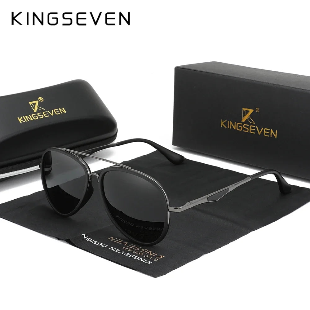 KINGSEVEN Classic Pilot Men's Sunglasses Fashion Polarized Male Glasses Eyewear UV400 Blocking Outdoor Travel Sunscreen Eyewear