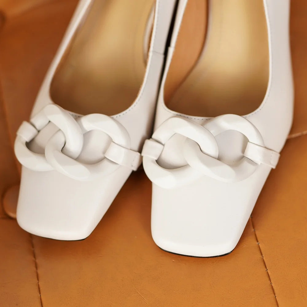 【JOCHEBED HU】new brand summer new style fashion women genuine personality leather buckle square toe thick heel shoes 34-43