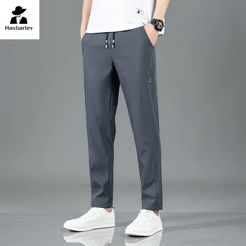 2024 Men's Sports Pants Spring Business Casual Loose Comfortable Drawstring Straight Pants Outdoor Fitness Jogger Men's Pants