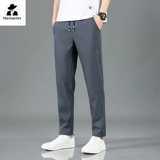 2024 Men's Sports Pants Spring Business Casual Loose Comfortable Drawstring Straight Pants Outdoor Fitness Jogger Men's Pants