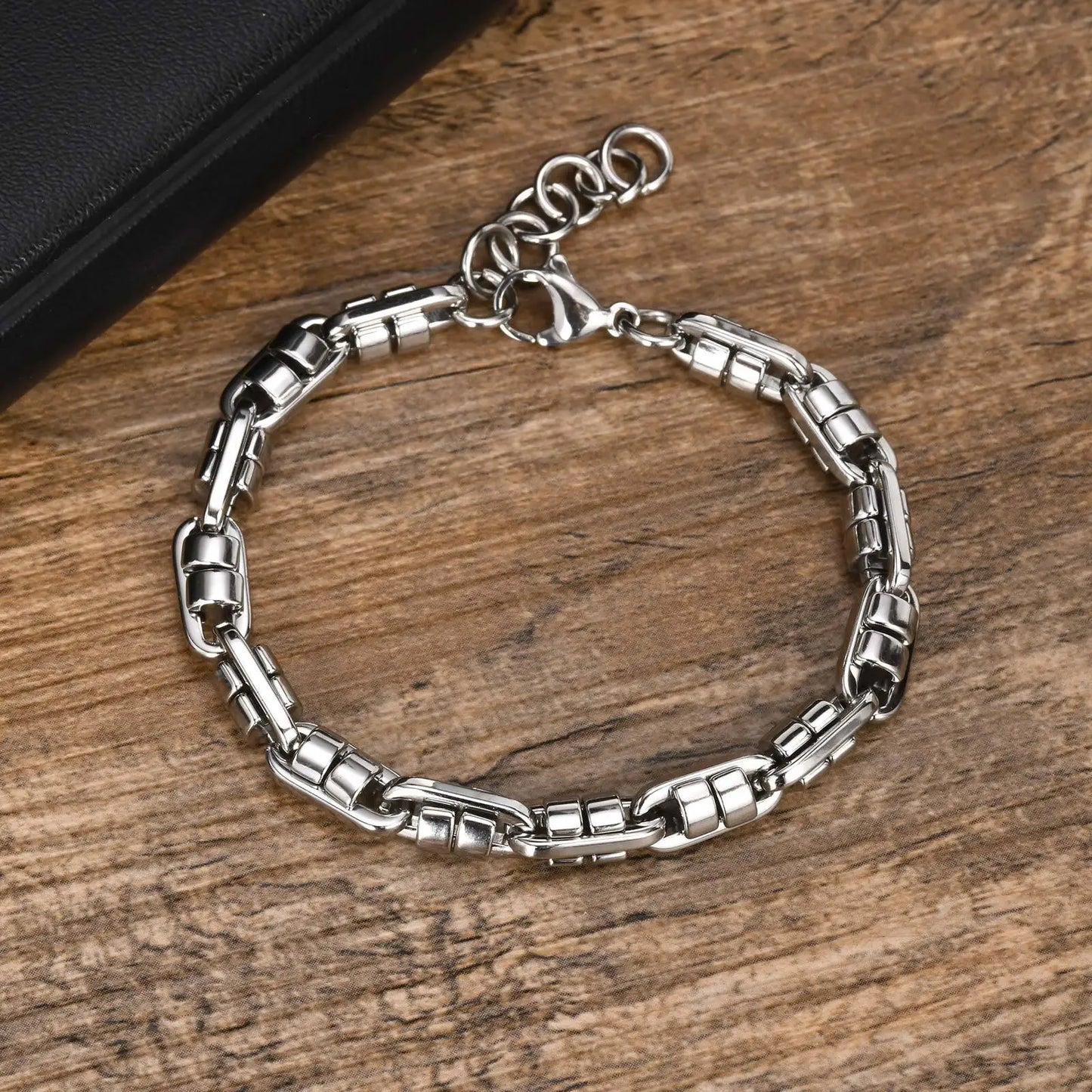 New Stainless Steel Bracelets for Men Boys,Anti Allergy Chain Links Wristband,Hip Hop Trendy Jewelry Gifts to Father BBF