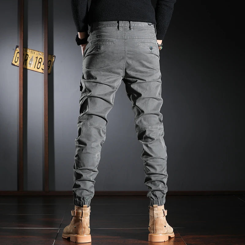 Streetwear Fashion Men Jeans Elastic Stretch Slim Fit Spliced Designer Casual Cargo Pants Hombre Hip Hop Joggers Men Overalls