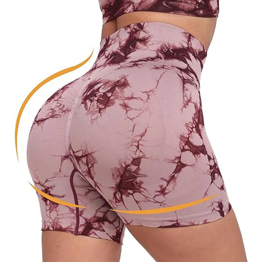 Women's Tie-Dye Yoga Shorts Leggings For High Waist Seamless Cycling Jogging Fitness Push Up Sports Gym Shorts Pants