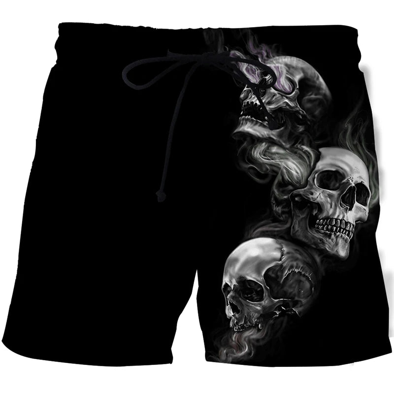 New Men's Skull 3D Print Beach Shorts Graphic Men's Casual Sports Shorts Summer Surfing Shorts Comfortable Shorts Hip Hop Pants