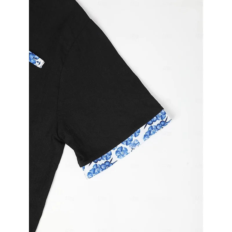 Men's Shirt Linen Shirt Summer Shirt Beachwear Button Shirt Solid Color Vacation Black White Pink Navy Short Sleeve Lapel XS-5XL