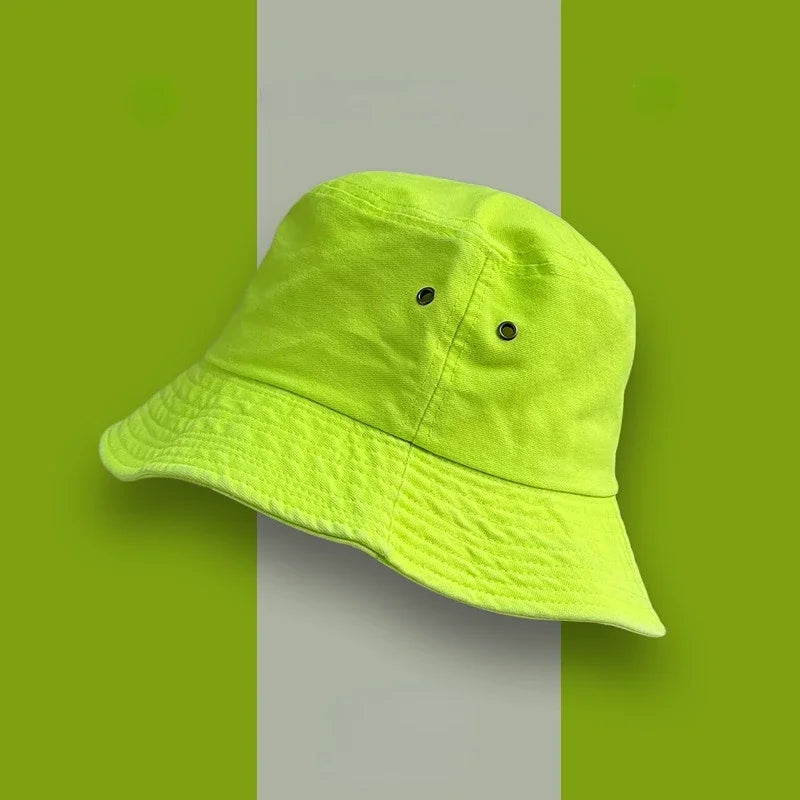 Fluorescent Bucket Hat Women Spring and Summer Fashion Green Sunscreen Shade Street Wash Basin Hat All-match Men's Caps Panama