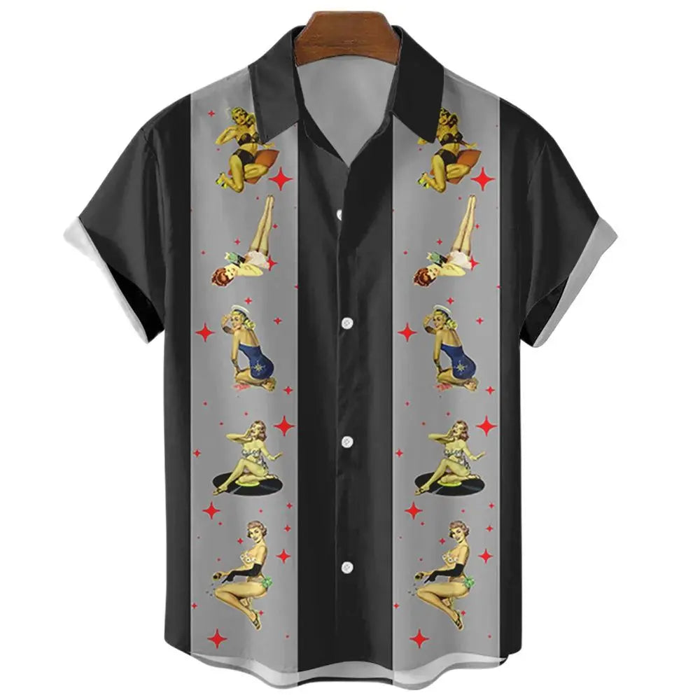 New Hawaiian Shirts for Men Casual Button Down Short Sleeve Unisex Striped 3D Print Summer Beach European Size S to 5XL