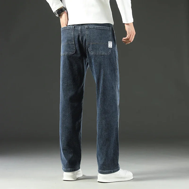 2025 New Spring and Autumn Men's Jeans, Loose, Comfortable, Straight, Business Casual, Versatile Wide-leg Business Trousers