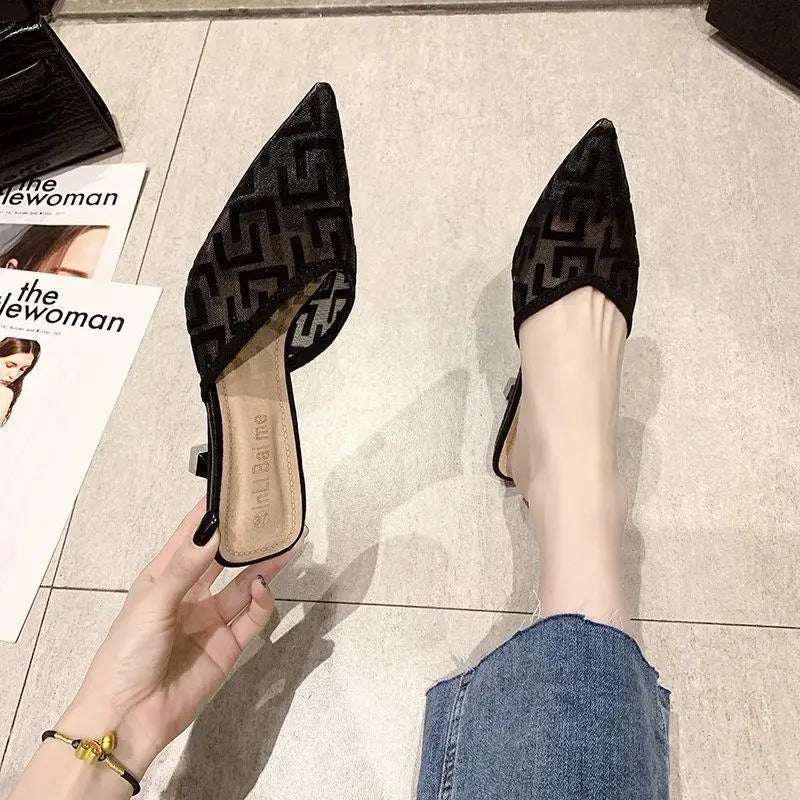 Women's Mules Shoes Designer Comfortable Summer New 2024 With Young On Sale Mirror Luxury Slippers Elegant Fashion Sandals Woman