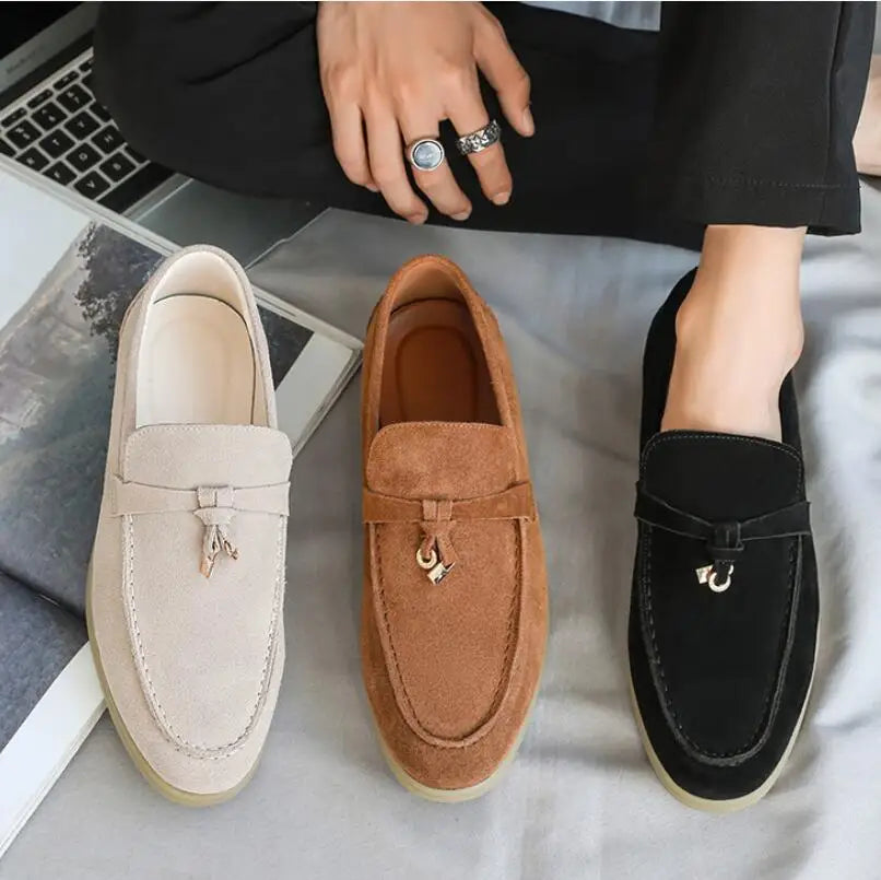 Fashion Men's Casual Shoes Genuine Suede Leather Men Classic British Style Tassels Loafers Moccasins Mens Outdoor Driving Flats