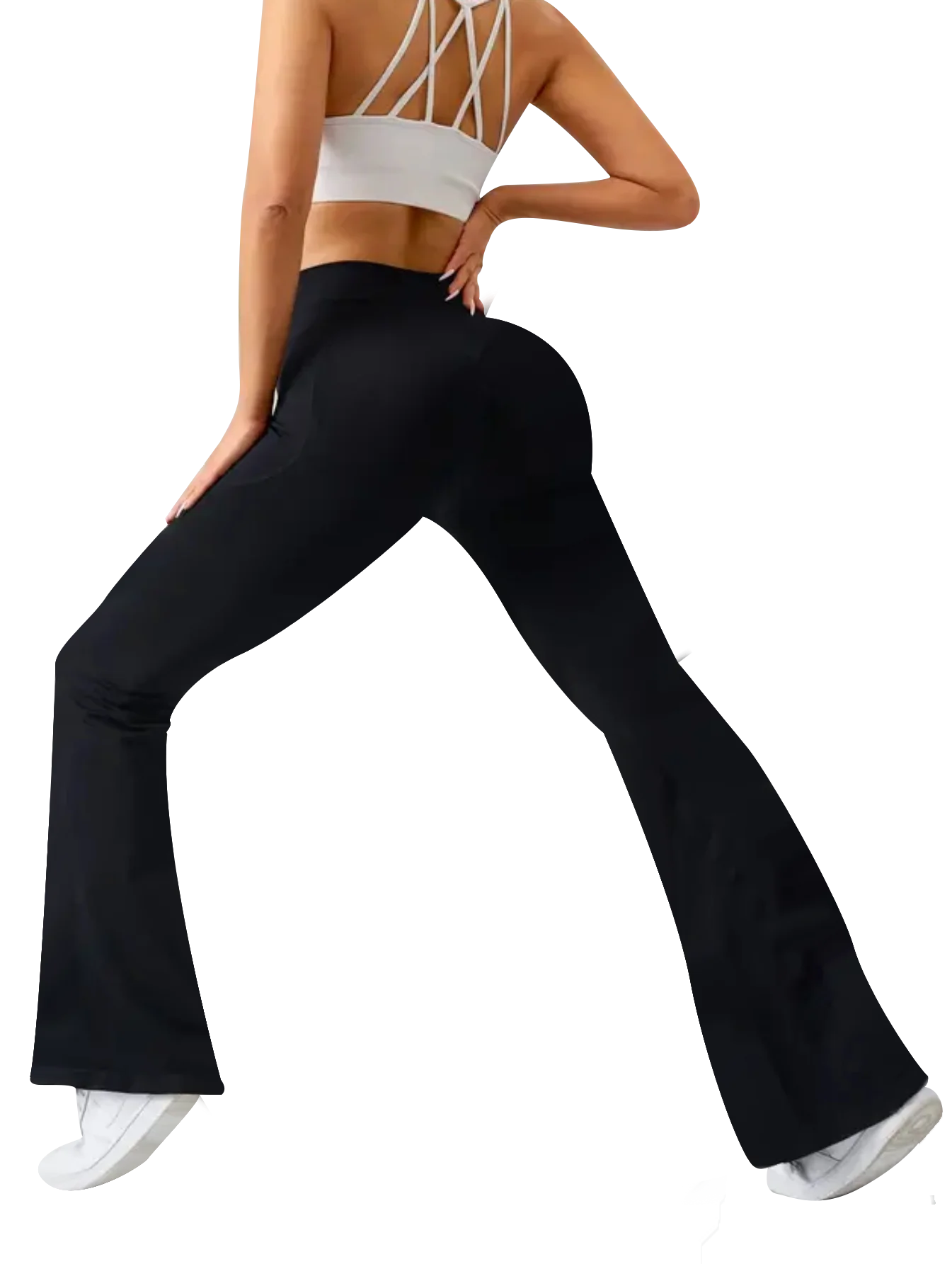 Sexy slim fit flared pants with cross waisted leggings for women, seamless gym running, cycling, knitting, yoga, stretch, hip li