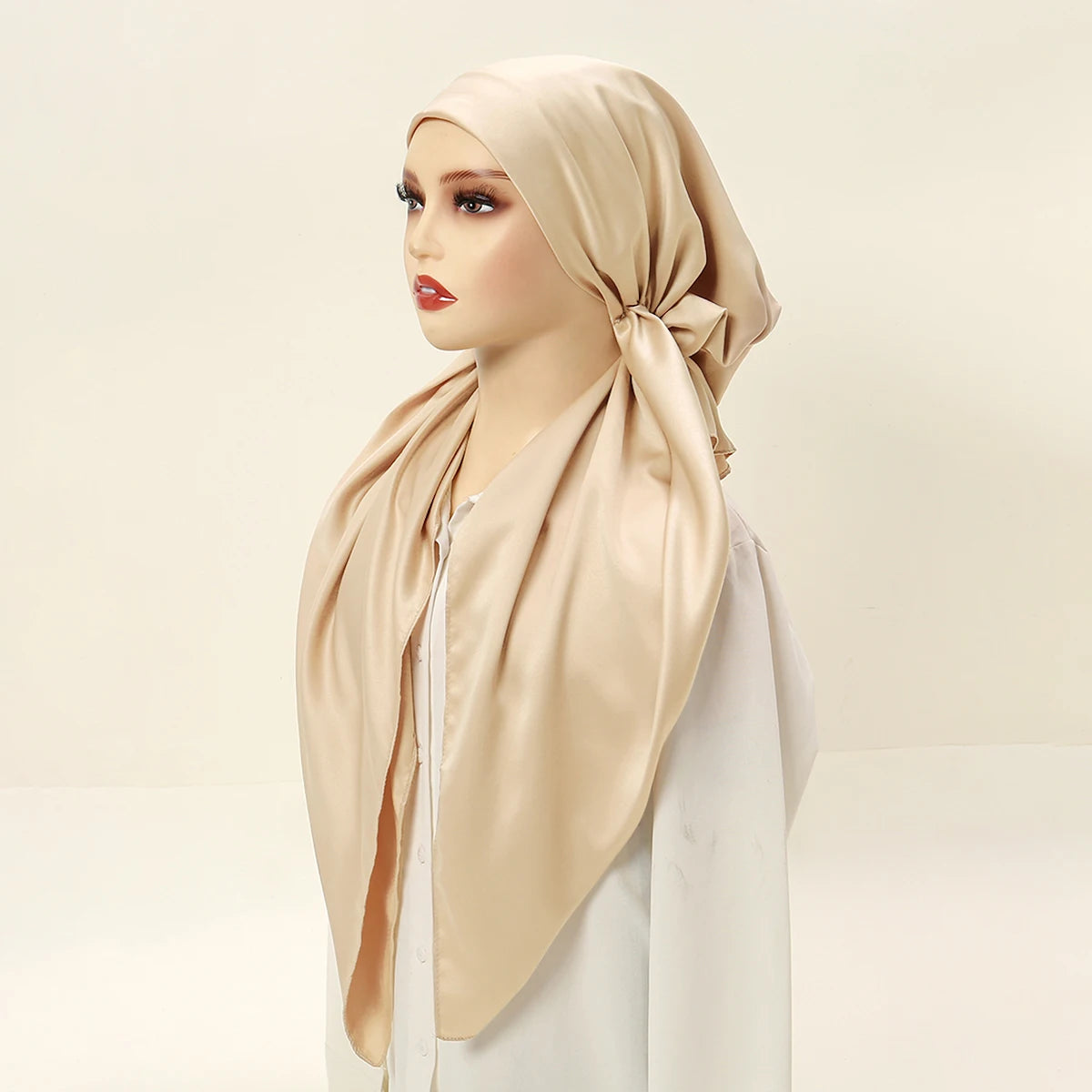 Satin Fabric Muslim Women Instant Hijab Scarf Soft Turban Headband Plain Elastic Bonnet Cover Head High-Quality Night Cap Wraps