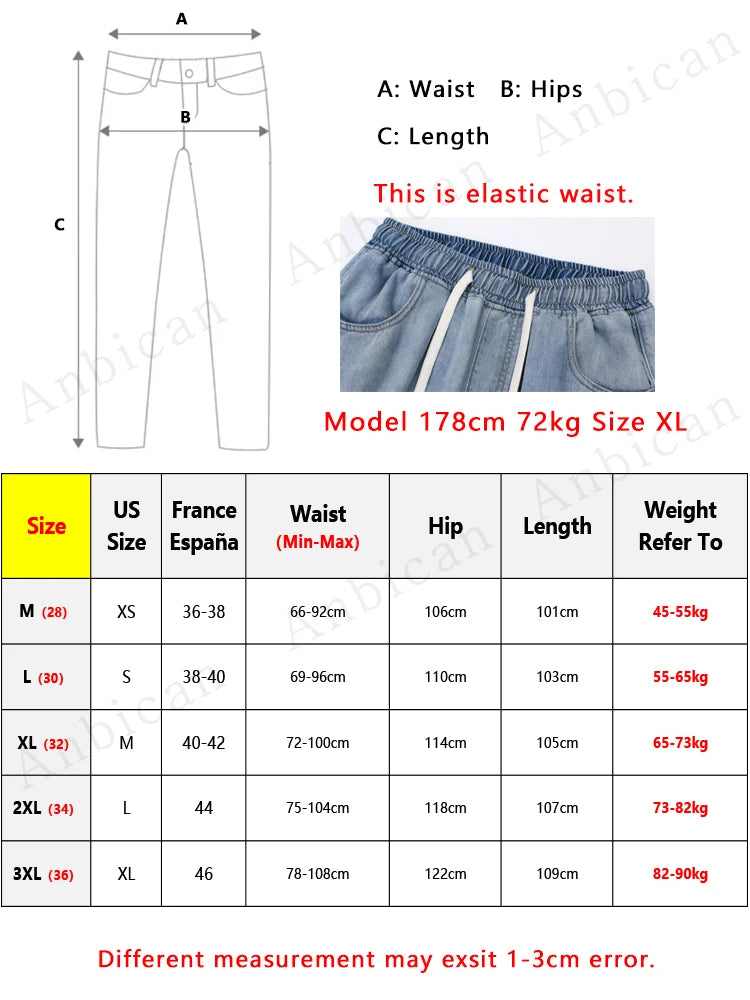 Summer Lyocell Jeans Men Korean Fashion Wide Leg Straight Denim Pants Light and Thin Cool Baggy Jeans Trousers