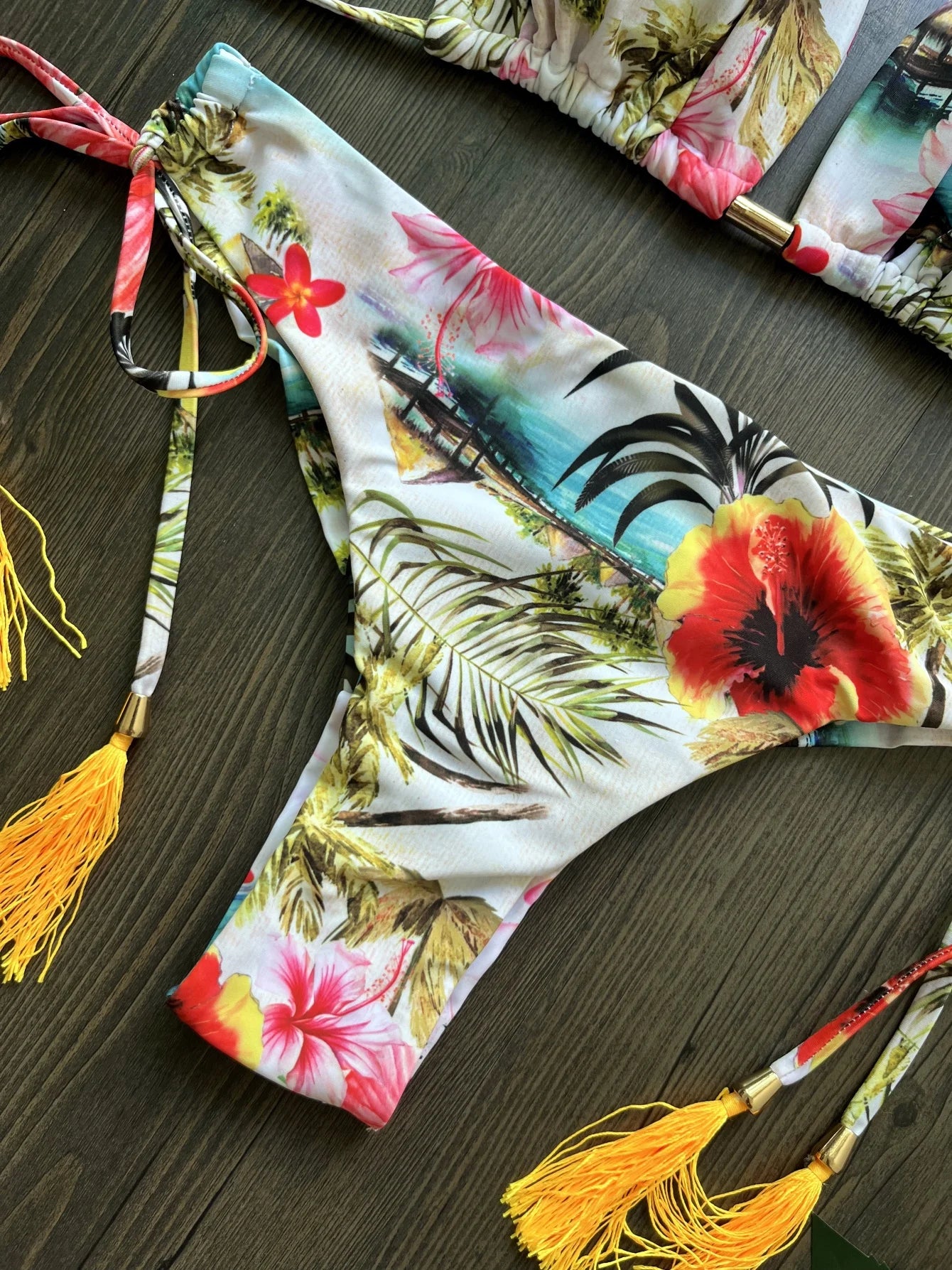 RUOTONSEPT New Sexy Botany Print Bikinis Set Women's Swimsuit Two-piece Triangle Halter Swimwear Bathing Suit Brazilian Biquinis