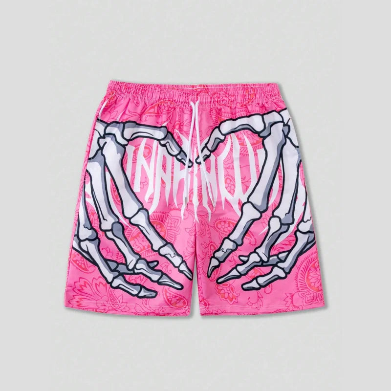 Trend Skeleton Hand Graphic Beach Shorts For Men Fashion Cool Summer 3D Printed Short Pants Loose Streetwear Hip Hop Swim Trunks
