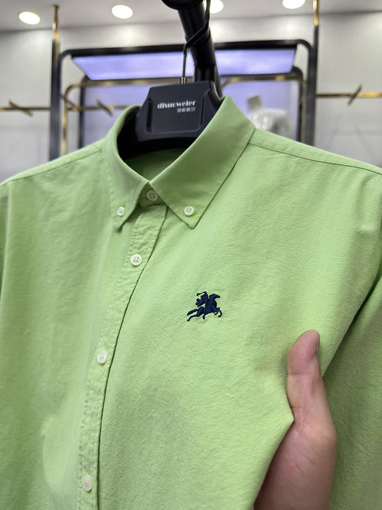 Brand Luxury Men's Shirt 100% Cotton Exquisite Embroidery Long Sleeve New Spring Korean Fashion Casual Shirt Men's Clothing 2024