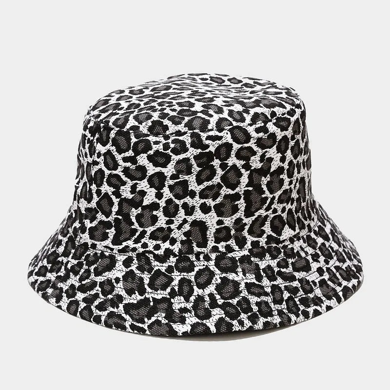 Reversible Bucket Hats Unisex Leopard Print Fisherman Hat Outdoor Sunscreen Beach Travel Hiking Sun Hat For Men Women