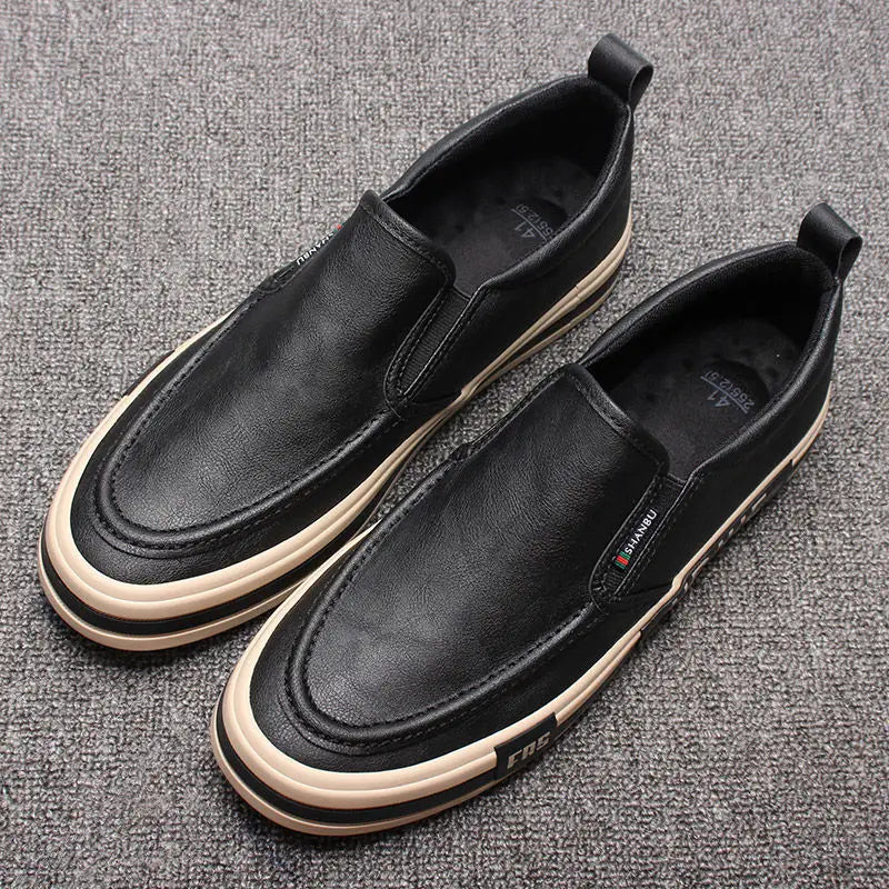 Leather Shoes for Men Flat Round Toe Man Casual Loafers Shoe Pu Summer Sale in Promotion Comfortable Retro Social Low Price On