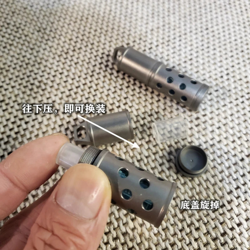 EDC Titanium Alloy PEI Paracord Perfume Storage Box EDC Toys Outdoor Tools