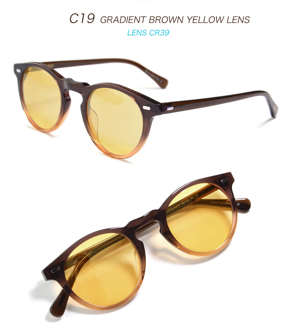 Gregory Peck OV5186 Vintage Round Men Sunglasses Frame Transparent Trendy Cicle Sunglasses for Women Polarized Round Sunglasses